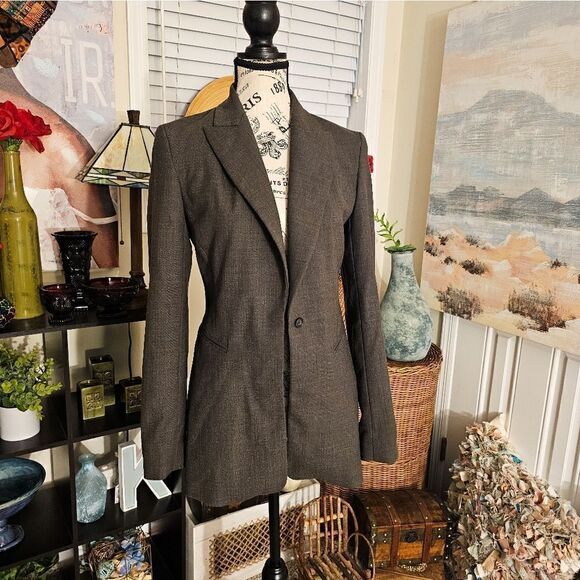 Zara Woman Dark Grey Business Casual One Button Contemporary Blazer Jacket. - Picture 3 of 13